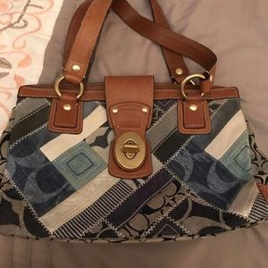 coach bag patchwork denim